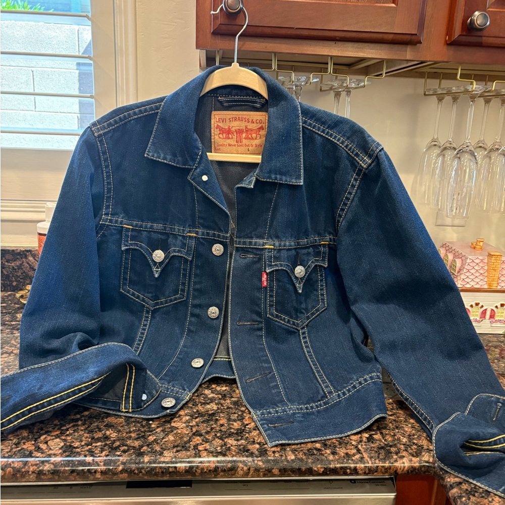 Levi's Navy Denim Jacket with Yellow Stitching